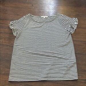 Rose & Olive Black and White Striped Short Sleeve Top